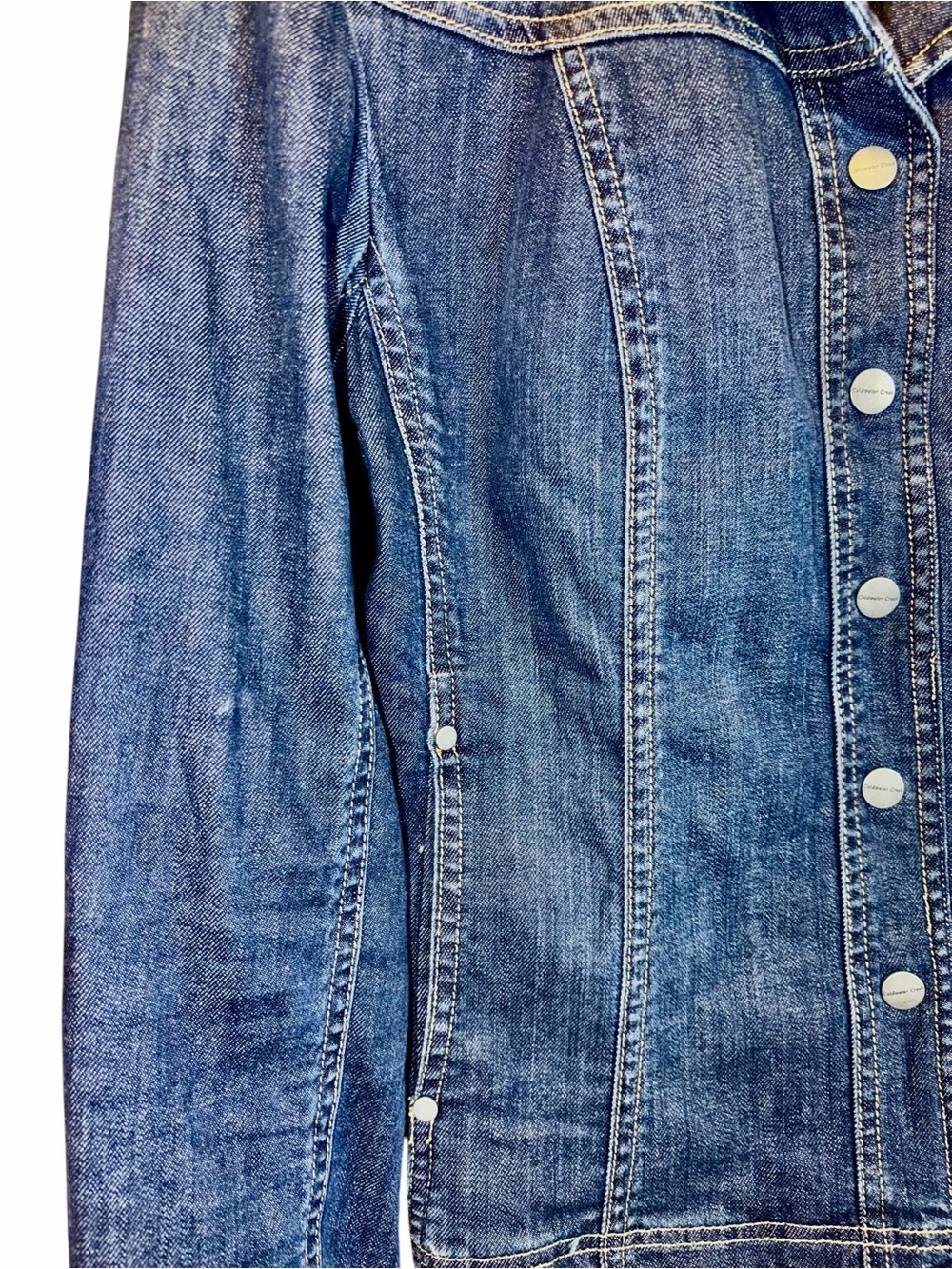 Denim Jacket Stretch Snaps Feminine Jeans Coldwater Creek 8 M - Picture 4 of 5